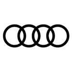 Dunkles, transparentes Logo von der Automarke Audi