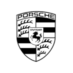 Dunkles, transparentes Logo von der Automarke Porsche